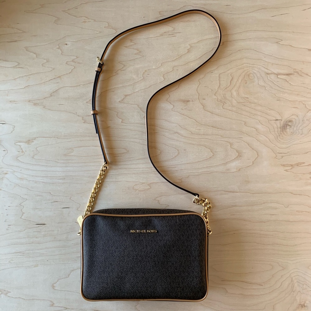 MICHAEL KORS Brown Jet Set Travel EW Crossbody Bag